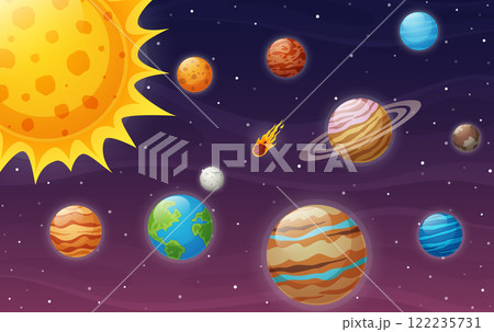 Space background with solar system planets in universe 122235731