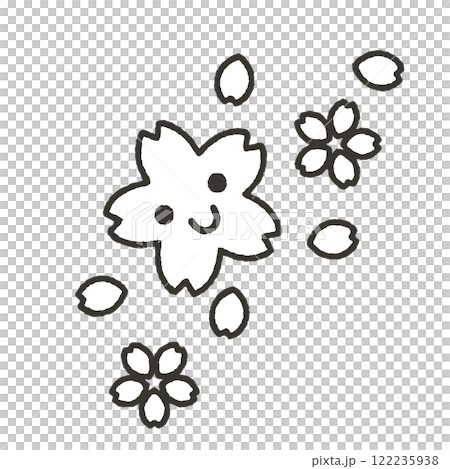 可愛微笑的櫻花花插畫素材 122235938