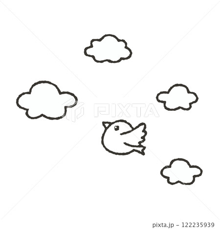 空飛ぶ小鳥と雲の挿絵 空飛ぶ小鳥と雲の挿絵 122235939