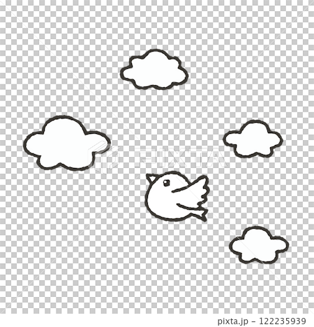 空飛ぶ小鳥と雲の挿絵 空飛ぶ小鳥と雲の挿絵 122235939