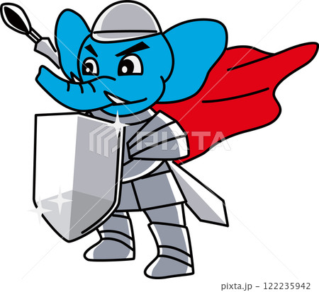 鎧をまとい、盾を持ったゾウのイラスト 122235942