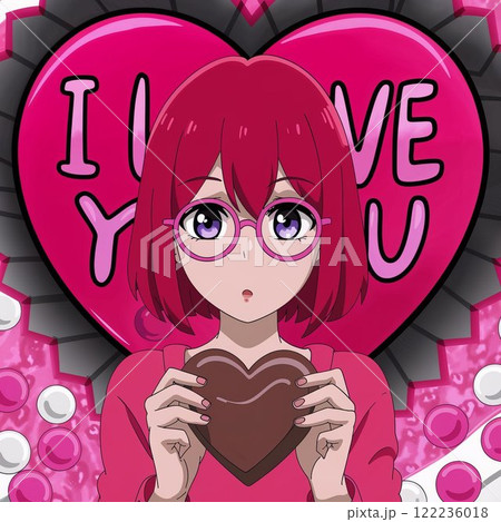 バレンタイン チョコレートを持つ女の子 バレンタイン チョコレートを持つ女の子 122236018