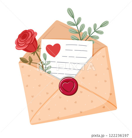 Love letters clipart for Valentines day Hand drawn Trendy flat style isolated 122236197