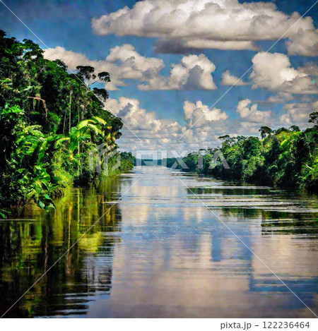 水面に映る雲 122236464