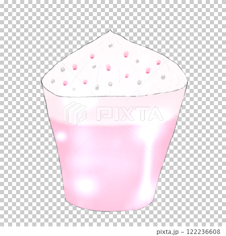 Pink latte poured into a glass 122236608