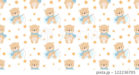 Seamless pattern with cute baby. Animal vector illustration on white repeat background 122236705