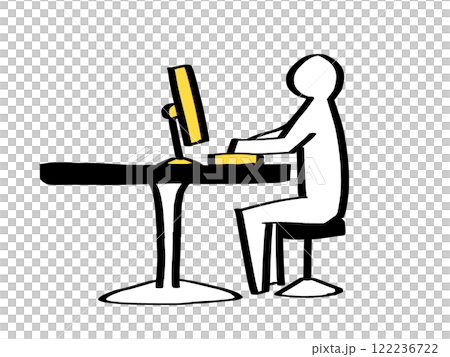 Simple human PC working posture Simple human PC working posture 122236722