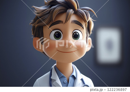 ドクターの表情豊かな3Dイラスト「AI生成画像」 122236897