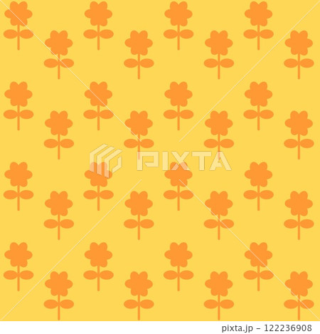 シンプルな北欧風の花模様_オレンジ 122236908