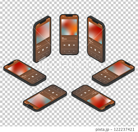 黑色智慧型手機等距插畫集_音樂 122237421