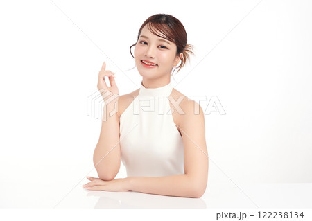 Beautiful young asian woman with clean fresh skin on white background, Face care, Facial treatment, Cosmetology, beauty and spa, Asian women portrait. Beautiful young asian woman with clean fresh skin on white background, Face care, Facial treatment, Cosmetology, beauty and spa, Asian women portrait. 122238134