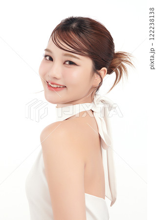 Beautiful young asian woman with clean fresh skin on white background, Face care, Facial treatment, Cosmetology, beauty and spa, Asian women portrait. 122238138