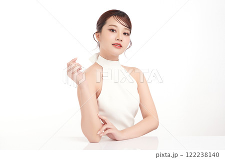 Beautiful young asian woman with clean fresh skin on white background, Face care, Facial treatment, Cosmetology, beauty and spa, Asian women portrait. Beautiful young asian woman with clean fresh skin on white background, Face care, Facial treatment, Cosmetology, beauty and spa, Asian women portrait. 122238140