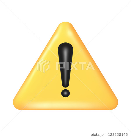 3D yellow triangle exclamation mark icon. Vector illustration 122238146