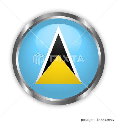 Saint Lucia national flag button with silver frame. Saint Lucia round badge icon. Vector illustration Saint Lucia national flag button with silver frame. Saint Lucia round badge icon. Vector illustration 122238693