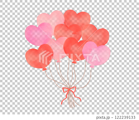 束心型氣球紅色水彩插圖 122239133