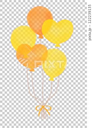 一堆氣球心黃色水彩插畫素材 122239135