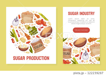Sweet Sugar Banner Design with Candy and Plant Vector Template 122239287