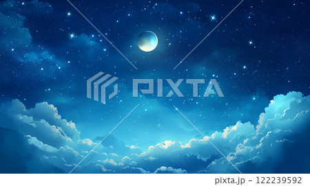 星と雲が美しい夜空 122239592