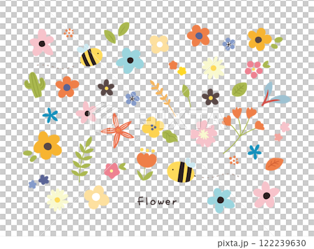 Cute colorful flower hand drawn illustration 122239630