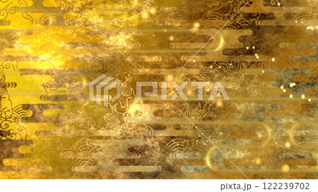 金色の和柄模様・背景 122239702