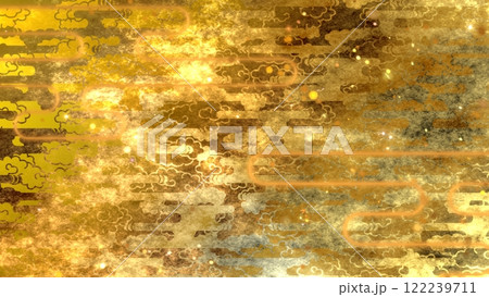 金色の和柄模様・背景 122239711