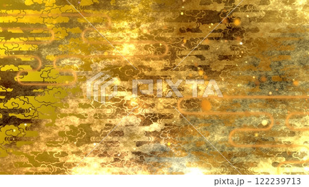 金色の和柄模様・背景 122239713