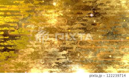 金色の和柄模様・背景 122239714