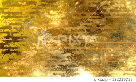 金色の和柄模様・背景 122239715