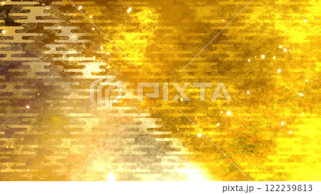 金色の和柄模様・背景 122239813