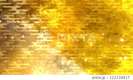 金色の和柄模様・背景 122239817