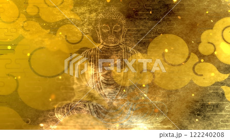 金色の和柄模様・背景 122240208