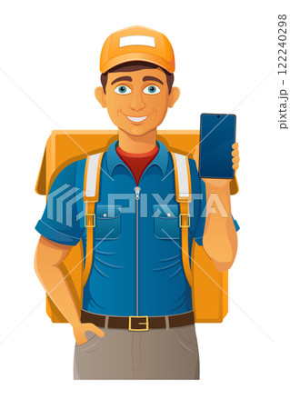delivery young man courier service vector illustration delivery young man courier service vector illustration 122240298