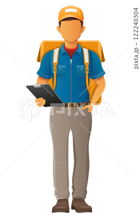 delivery young man courier service vector illustration 122240304