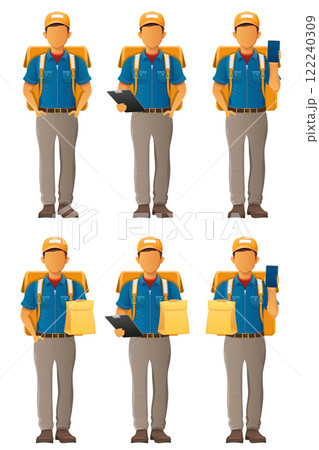 delivery young man courier service vector illustration 122240309