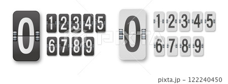 Mechanical timetable scoreboard information board display numbers. Vector. 122240450