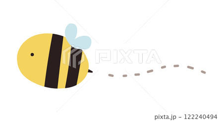 飛んでるデフォルメしたミツバチのイラスト 122240494