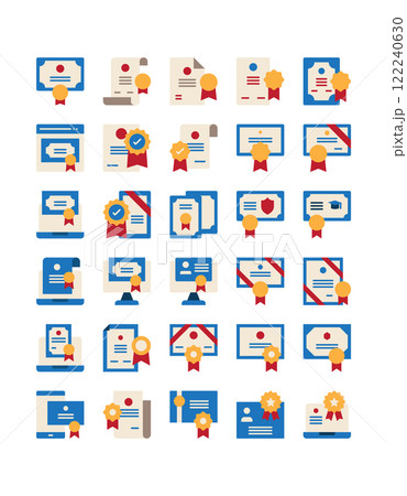 set of flat certificate icon decoration element 122240630