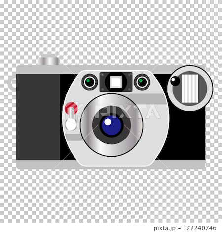 Unique Heisei retro digital camera illustration on white background 122240746