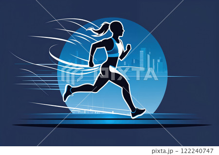Running silhouette colorful. Ideal for running poster. AI Generated Running silhouette colorful. Ideal for running poster. AI Generated 122240747