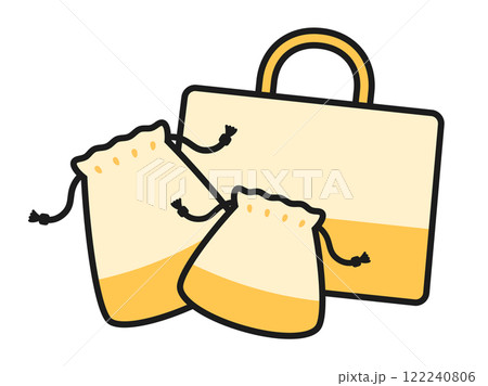 巾着袋とスモック袋のイラスト 巾着袋とスモック袋のイラスト 122240806