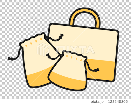 巾着袋とスモック袋のイラスト 巾着袋とスモック袋のイラスト 122240806
