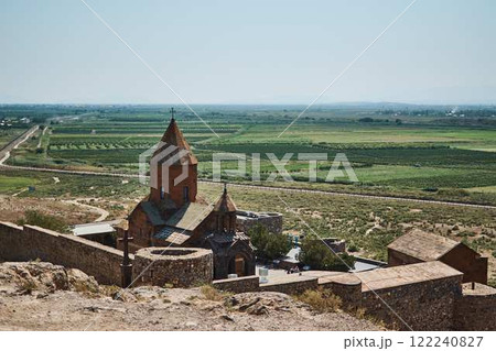 a view of the city of Artashat and Ararat from the monastery Khor Virap a view of the city of Artashat and Ararat from the monastery Khor Virap 122240827