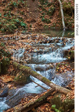 an autumn waterfall in Armenia is surrounded by a forest an autumn waterfall in Armenia is surrounded by a forest 122240949