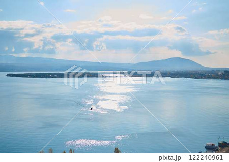 a view of Lake Sevan, Armenia in autumn 122240961
