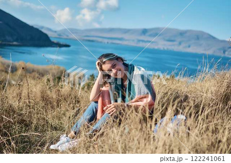 a young woman in scarf Sevanavank, monastery on lake Sevan, armenia 122241061