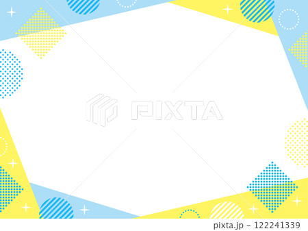 幾何学 フレーム 水色 黄色 キラキラ 幾何学 フレーム 水色 黄色 キラキラ 122241339