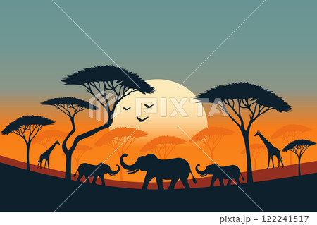 summer background with palms in retro colors flat illustration summer background with palms in retro colors flat illustration 122241517