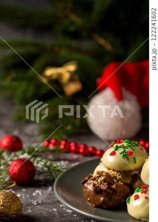 Christmas cookies with nuts and chocolate Christmas cookies with nuts and chocolate 122241602