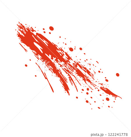 Grunge red blood splatter in flat design. Splashing paintbrush spot with drips. Vector illustration isolated. Grunge red blood splatter in flat design. Splashing paintbrush spot with drips. Vector illustration isolated. 122241778
